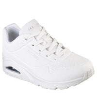 Skechers Womens 3UK / WHITE Skechers Womens Lace Up Wedge Trainer Uno - Stand On Air 73690