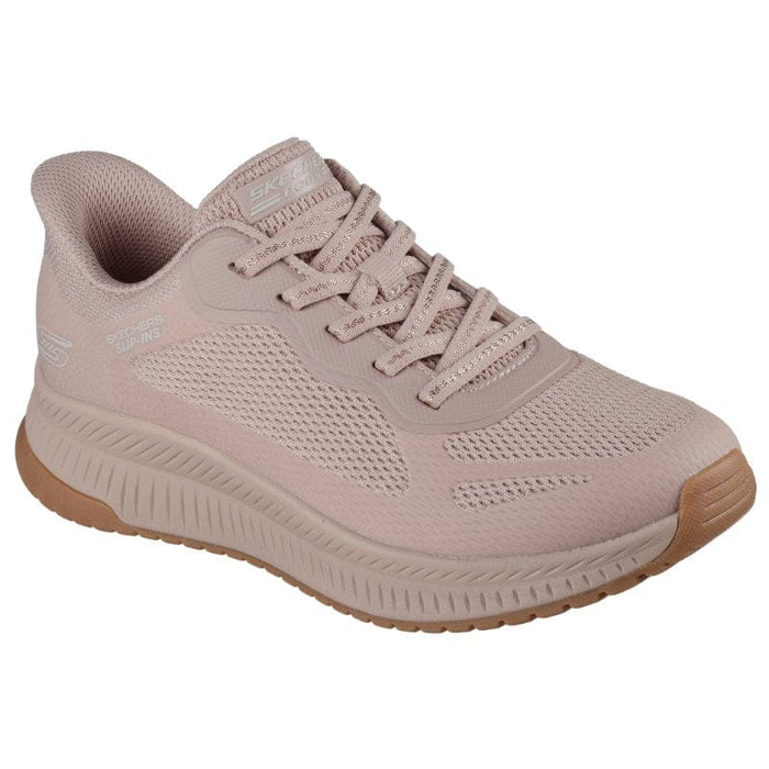 Skechers Womens BEIGE / 3UK Skechers Womens Beige Bobs Squad 4 Staple Look Fashion Trainer - 117624