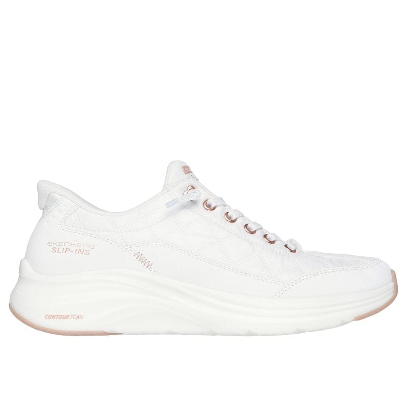 Skechers Womens Skechers Womens White Contour Foam Cozy Fit Golden Hour Fashion Trainer - 150413