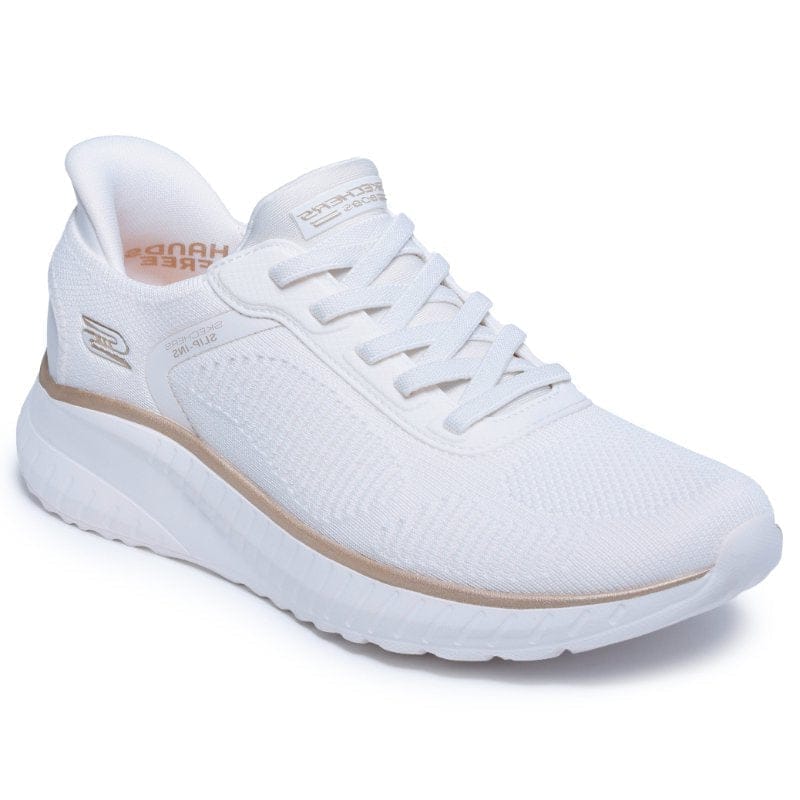 Skechers Womens WHITE / 3UK Skechers Womens White Bobs Sport Squad Chaos Current Muse Fashion Trainer - 117497