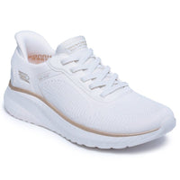 Skechers Womens WHITE / 3UK Skechers Womens White Bobs Sport Squad Chaos Current Muse Fashion Trainer - 117497