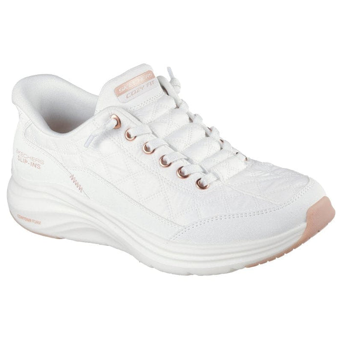 Skechers Womens WHITE / 4UK Skechers Womens White Contour Foam Cozy Fit Golden Hour Fashion Trainer - 150413