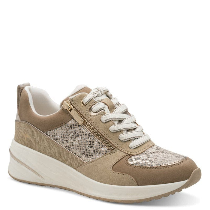 Tamaris Womens BEIGE / 4UK Tamaris Womens Beige Side Zip Wedge Fashion Trainer 1-23754-45