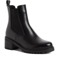 Tamaris Womens BLACK / 4UK Tamaris Womens Black Block Heel Leather Ankle Boot 1-25407-47