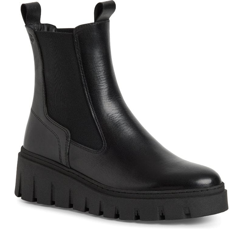 Tamaris Womens BLACK / 4UK Tamaris Womens Black Leather High Ankle Boots 1-25489-45