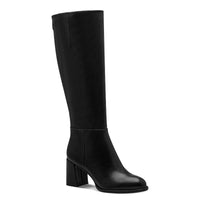 Tamaris Womens BLACK / 4UK Tamaris Womens Black Side Zip Block Heel High Knee Boot 1-25515-41