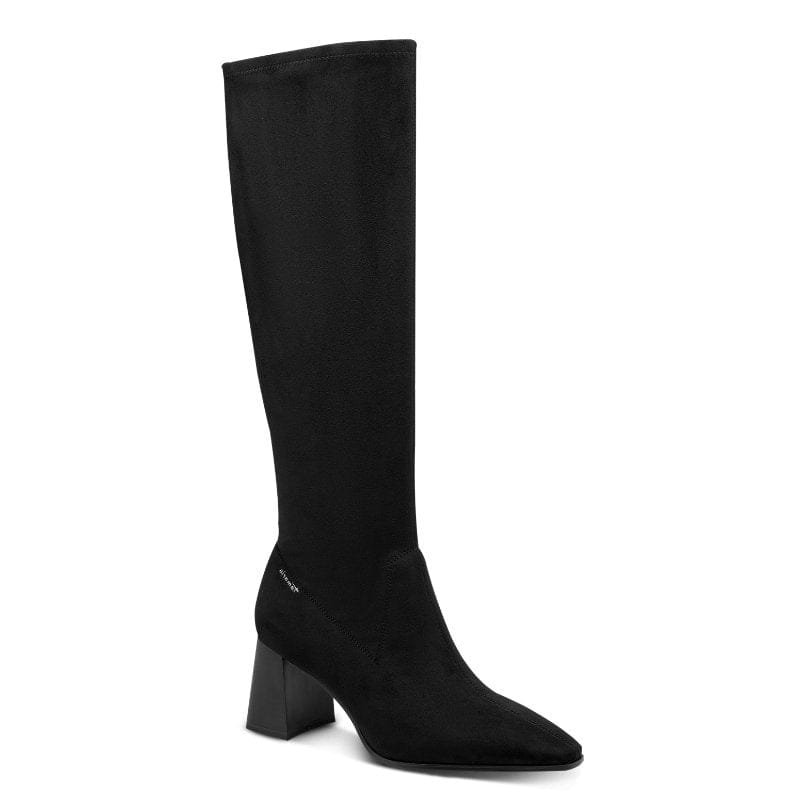 Tamaris Womens BLACK / 4UK Tamaris Womens Black Side Zip Block Heel High Knee Boot 1-25528-47