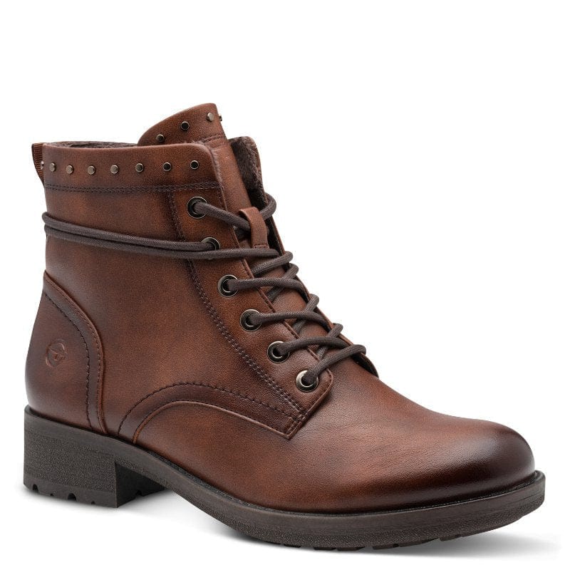 Tamaris Womens BROWN / 4UK Tamaris Womens Brown Lace Up Ankle Boots 1-25133-45