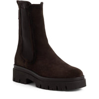 Tamaris Womens BROWN / 4UK Tamaris Womens Brown Leather Socks High Ankle Boot 1-25992-41
