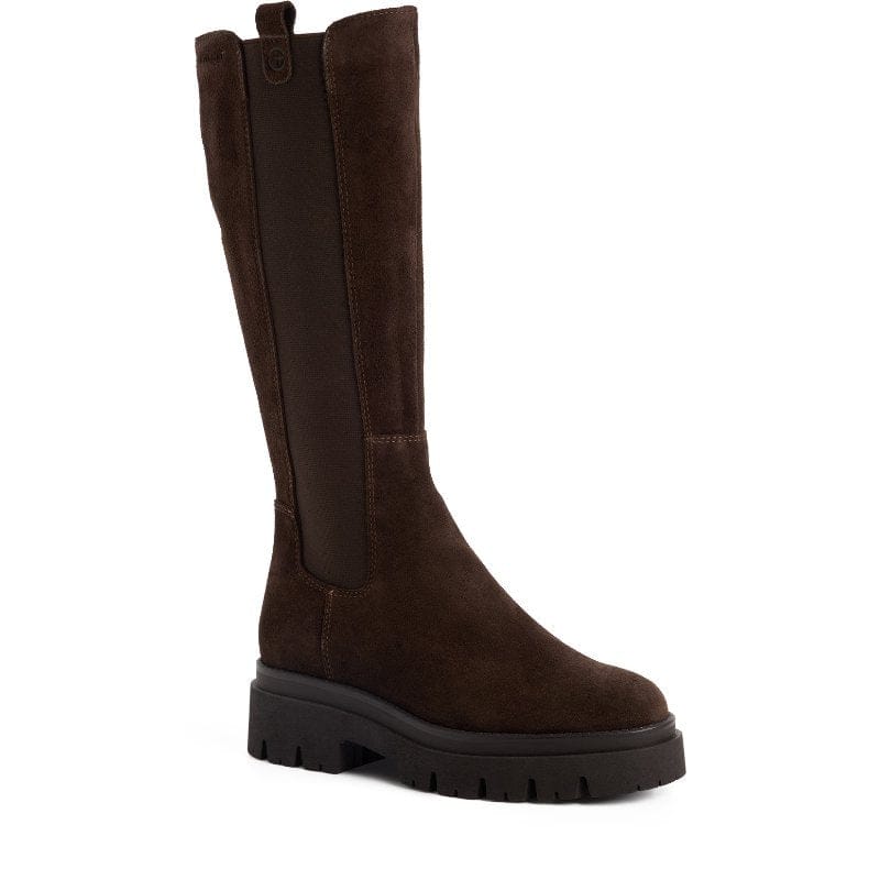 Tamaris Womens BROWN / 4UK Tamaris Womens Brown Side Zip Leather High Knee Boot 1-25608-41