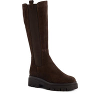 Tamaris Womens BROWN / 4UK Tamaris Womens Brown Side Zip Leather High Knee Boot 1-25608-41