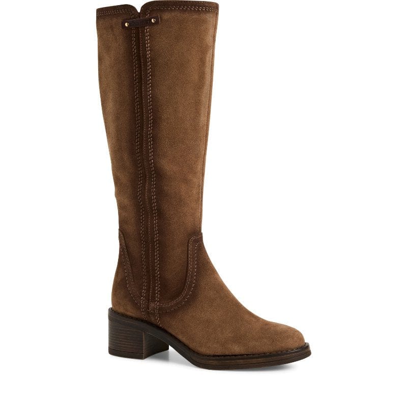 Tamaris Womens BROWN / 4UK Tamaris Womens Brown Side Zip Leather Knee Boots 1-25501-45