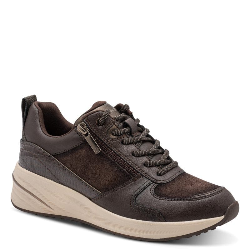 Tamaris Womens BROWN / 4UK Tamaris Womens Brown Side Zip Wedge Fashion Trainer 1-23754-45