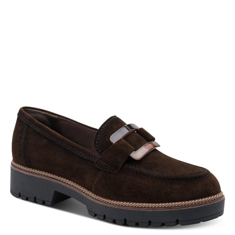 Tamaris Womens BROWN / 4UK Tamaris Womens Brown Slip On Leather Shoes 1-24722-43