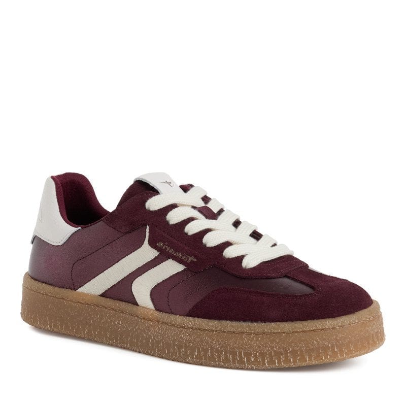Tamaris Womens BURGUNDY / 4UK Tamaris Womens Burgundy Lace Up Leather Fashion Trainer 1-23723-44