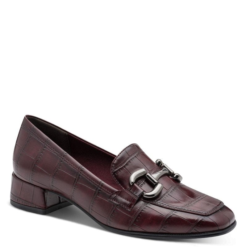 Tamaris Womens BURGUNDY / 4UK Tamaris Womens Burgundy Slip On Block Heels Shoes 1-24316-43