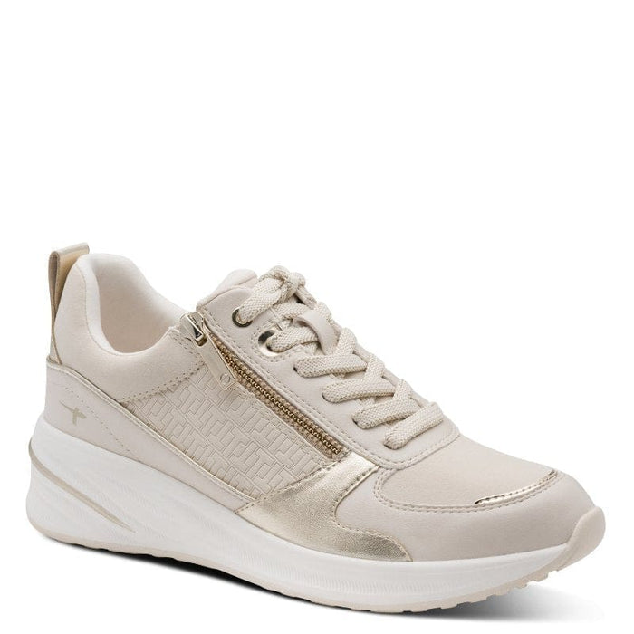 Tamaris Womens CREAM / 4UK Tamaris Womens Cream Side Zip Wedge Fashion Trainer 1-23754-45