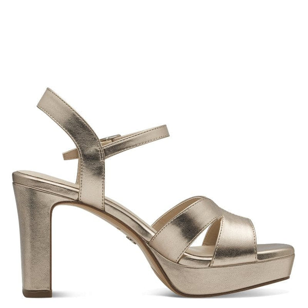 Tamaris Womens GOLD / 3UK Tamaris Womens Gold High-Heel Sandal 1-28349-42