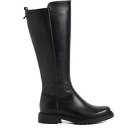 Tamaris Womens Tamaris Womens Black Back Zip Leather High Knee Boot 1-25605-43