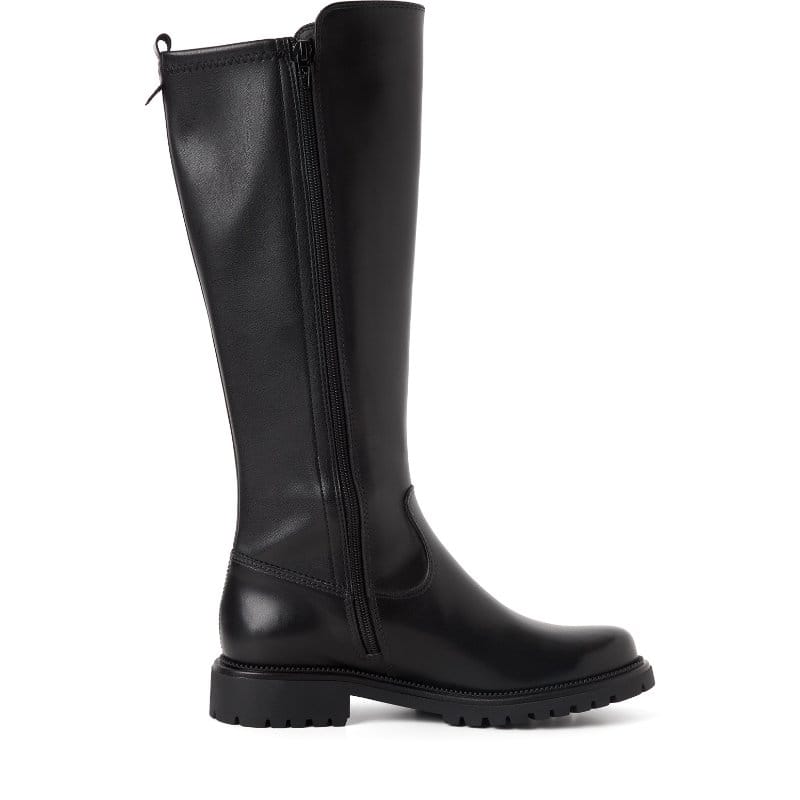 Tamaris Womens Tamaris Womens Black Back Zip Leather High Knee Boot 1-25605-43