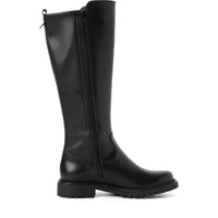 Tamaris Womens Tamaris Womens Black Back Zip Leather High Knee Boot 1-25605-43