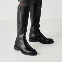 Tamaris Womens Tamaris Womens Black Back Zip Leather High Knee Boot 1-25605-43
