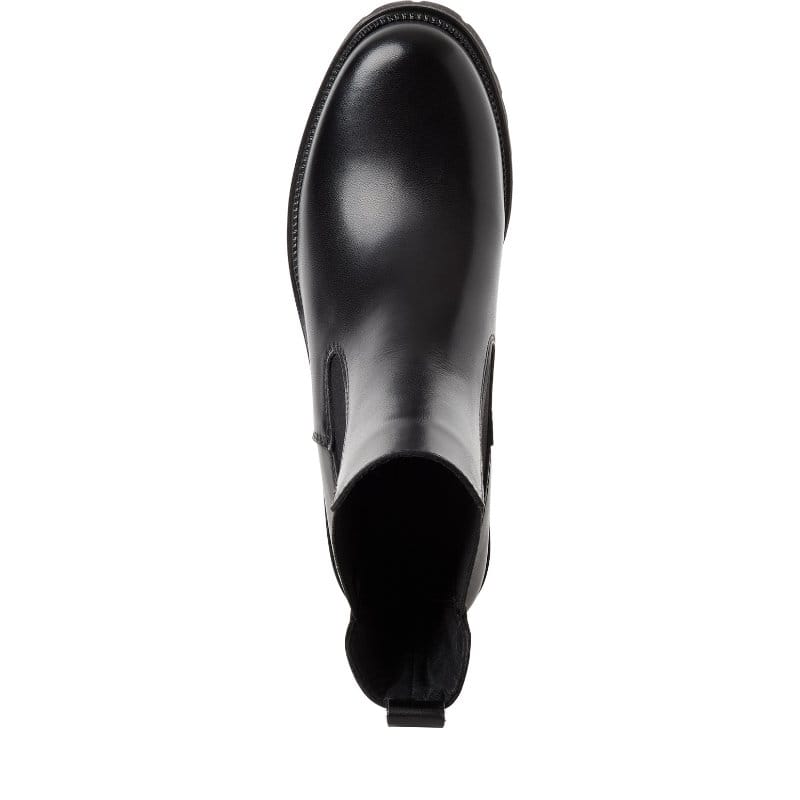Tamaris Womens Tamaris Womens Black Block Heel Leather Ankle Boot 1-25407-47