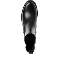 Tamaris Womens Tamaris Womens Black Block Heel Leather Ankle Boot 1-25407-47