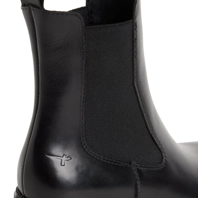 Tamaris Womens Tamaris Womens Black Block Heel Leather Ankle Boot 1-25407-47