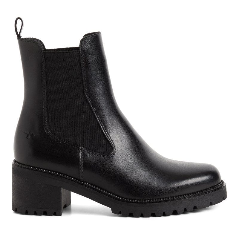 Tamaris Womens Tamaris Womens Black Block Heel Leather Ankle Boot 1-25407-47
