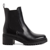 Tamaris Womens Tamaris Womens Black Block Heel Leather Ankle Boot 1-25407-47