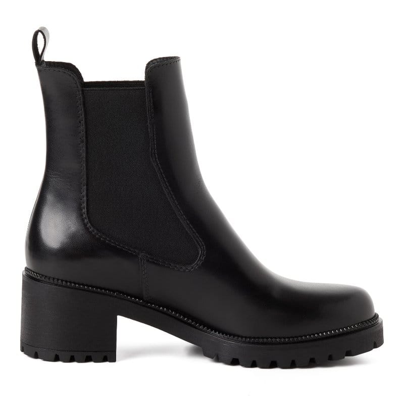 Tamaris Womens Tamaris Womens Black Block Heel Leather Ankle Boot 1-25407-47