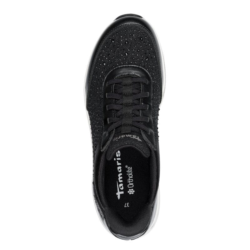 Tamaris Womens Tamaris Womens Black Lace Up Fashion Trainer 1-23779-45
