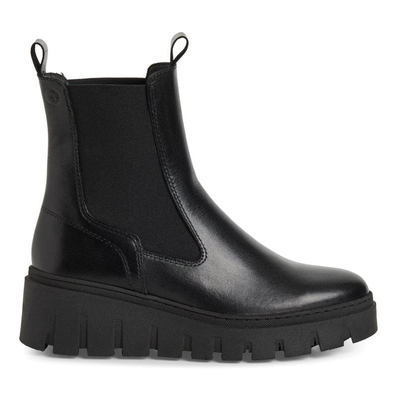 Tamaris Womens Tamaris Womens Black Leather High Ankle Boots 1-25489-45
