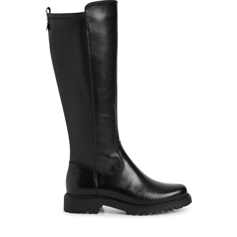 Tamaris Womens Tamaris Womens Black Leather Side Zip Knee Boots 1-25605-43