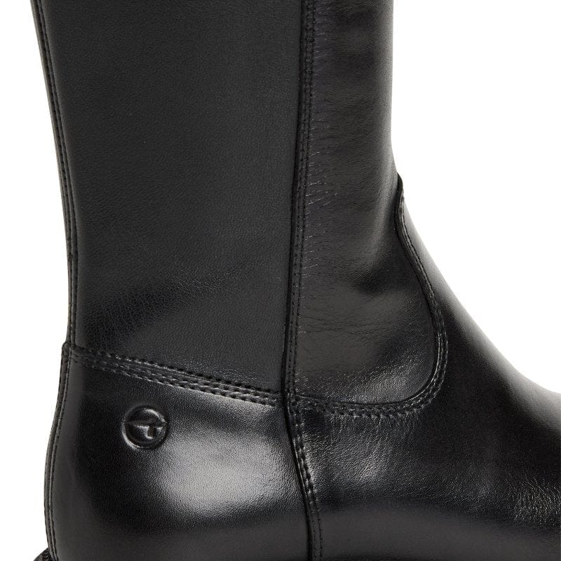 Tamaris Womens Tamaris Womens Black Leather Side Zip Knee Boots 1-25605-43