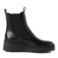 Tamaris Womens Tamaris Womens Black Low Wedge Leather Ankle Boot 1-25489-45