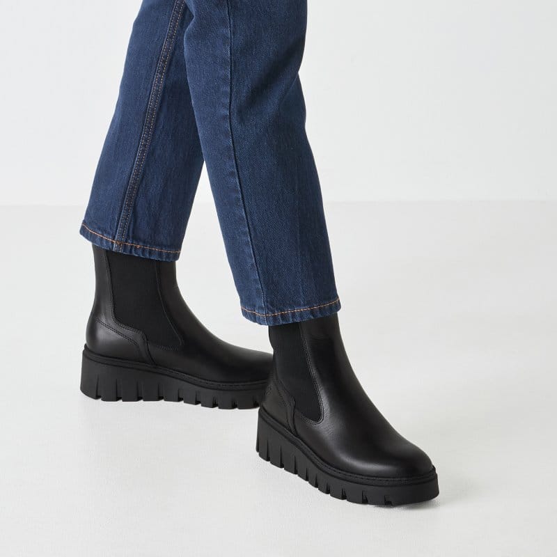 Tamaris Womens Tamaris Womens Black Low Wedge Leather Ankle Boot 1-25489-45