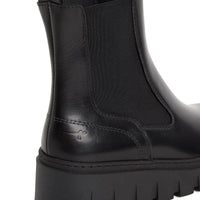 Tamaris Womens Tamaris Womens Black Low Wedge Leather Ankle Boot 1-25489-45