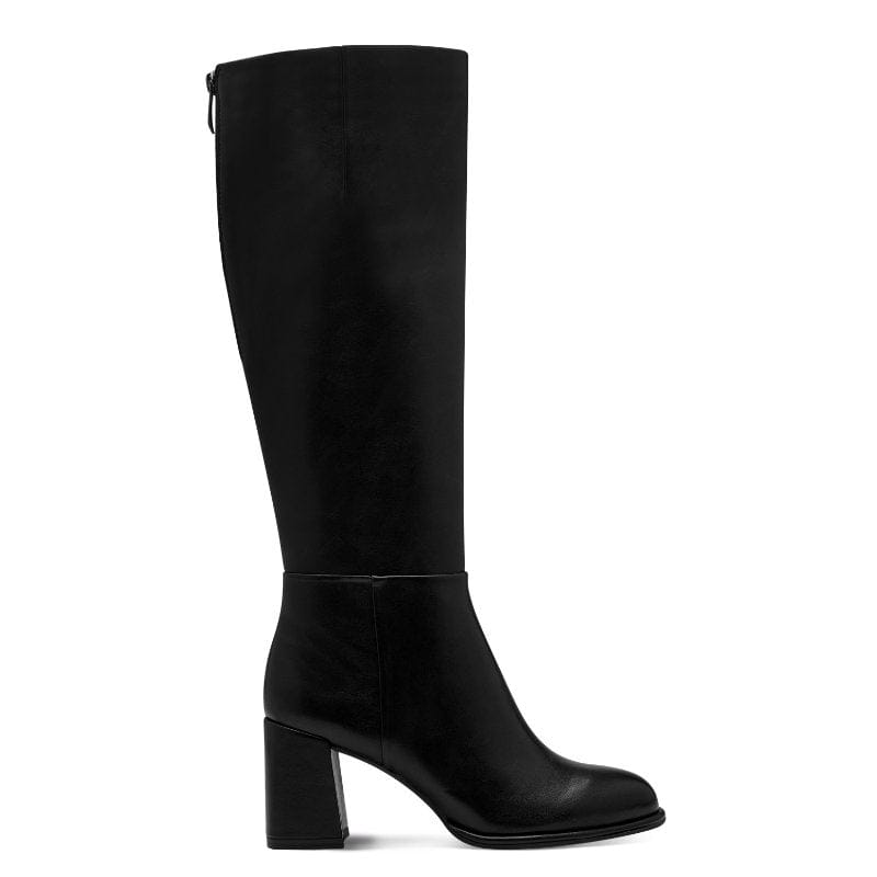 Tamaris Womens Tamaris Womens Black Side Zip Block Heel High Knee Boot 1-25515-41
