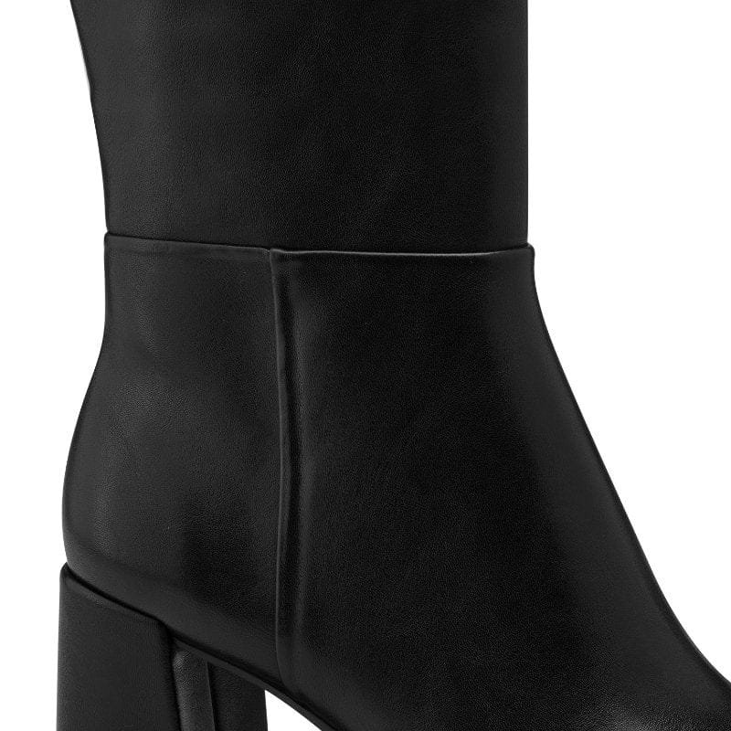 Tamaris Womens Tamaris Womens Black Side Zip Block Heel High Knee Boot 1-25515-41