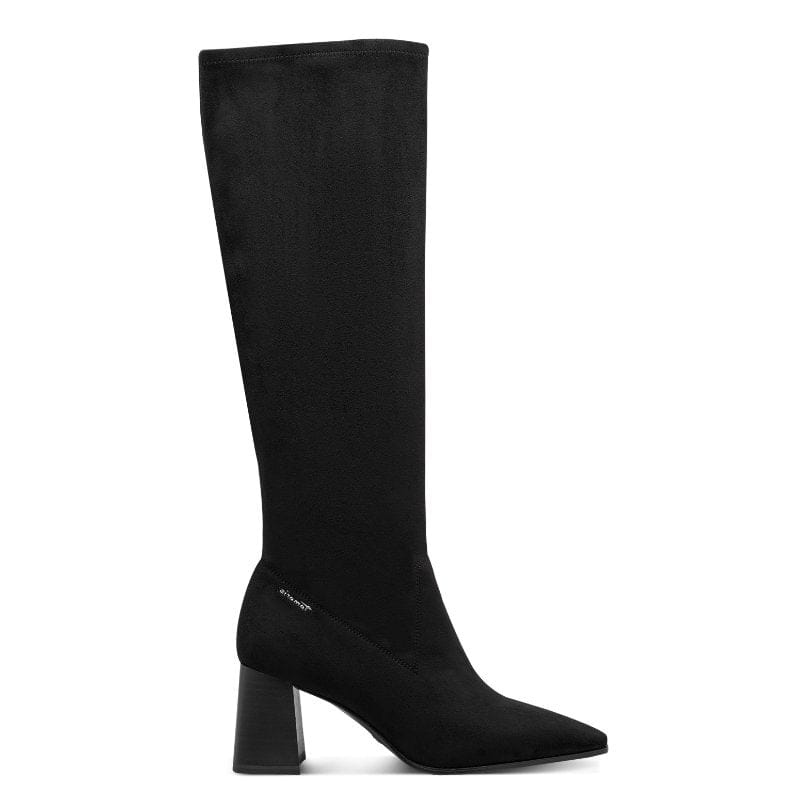 Tamaris Womens Tamaris Womens Black Side Zip Block Heel High Knee Boot 1-25528-47