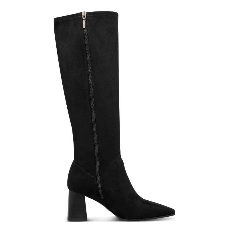 Tamaris Womens Tamaris Womens Black Side Zip Block Heel High Knee Boot 1-25528-47