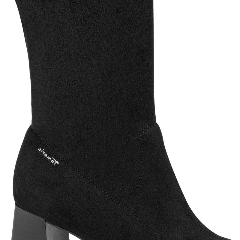 Tamaris Womens Tamaris Womens Black Side Zip Block Heel High Knee Boot 1-25528-47