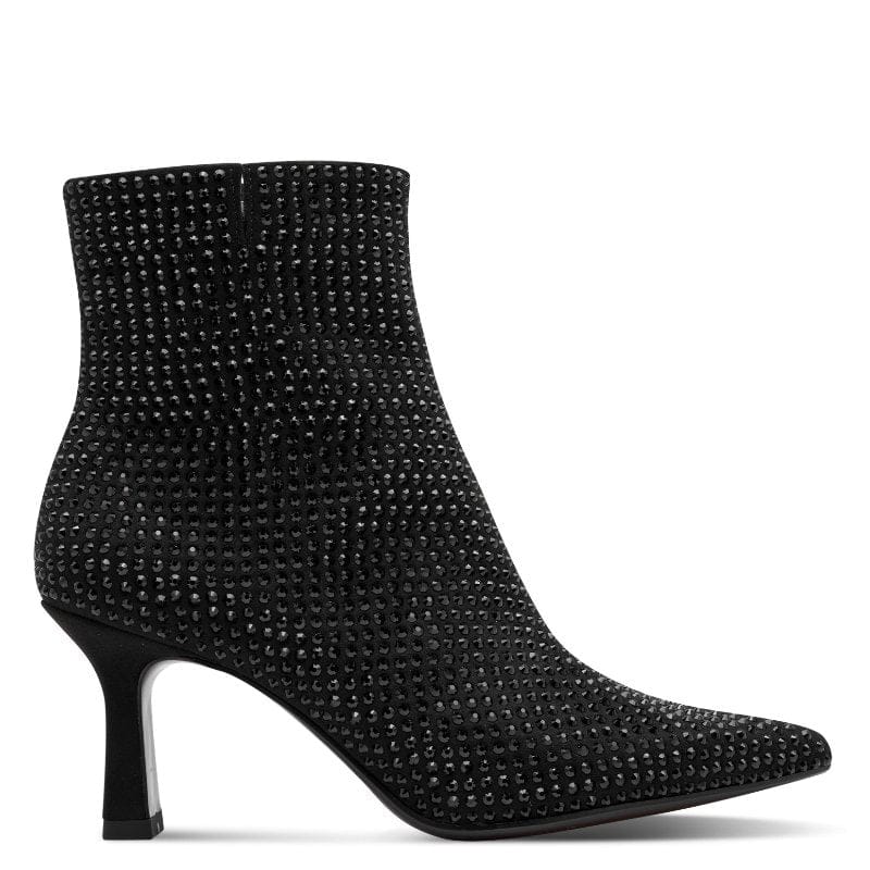 Tamaris Womens Tamaris Womens Black Side Zip High Heel Glitter Ankle Boot 1-25385-47