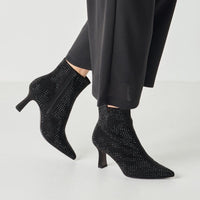 Tamaris Womens Tamaris Womens Black Side Zip High Heel Glitter Ankle Boot 1-25385-47