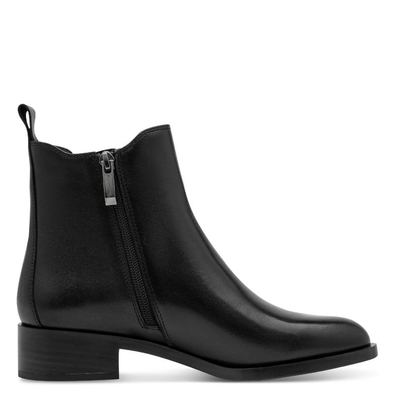 Tamaris Womens Tamaris Womens Black Side Zip Leather Ankle Boot 1-25361-47