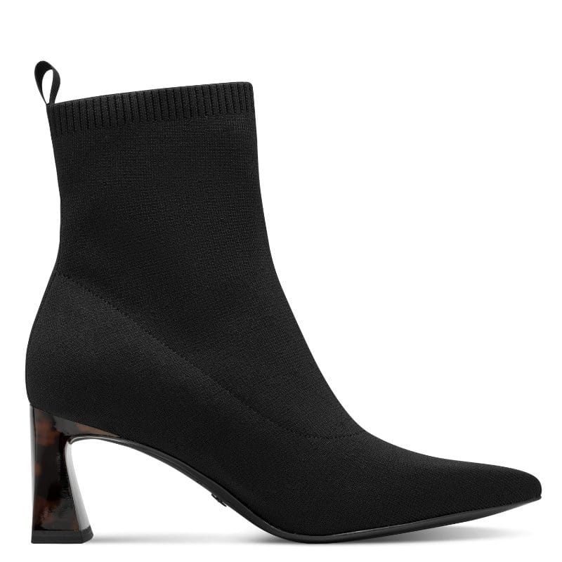 Tamaris Womens Tamaris Womens Black Slip On Block Heel Ankle Boot 1-25328-47