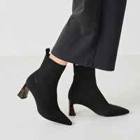 Tamaris Womens Tamaris Womens Black Slip On Block Heel Ankle Boot 1-25328-47