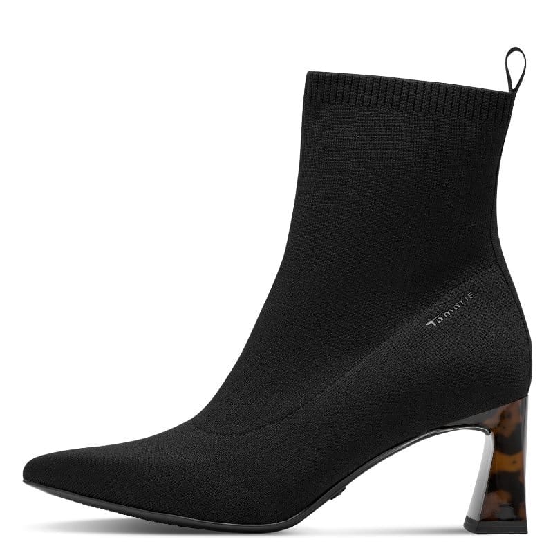 Tamaris Womens Tamaris Womens Black Slip On Block Heel Ankle Boot 1-25328-47